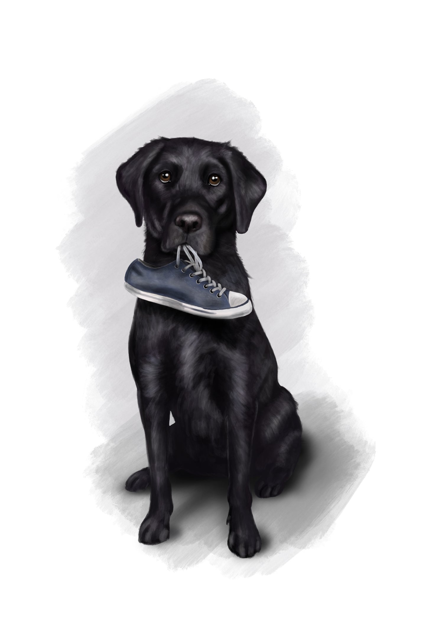 Personalised Black Labrador "I've got your shoe" - Mounted