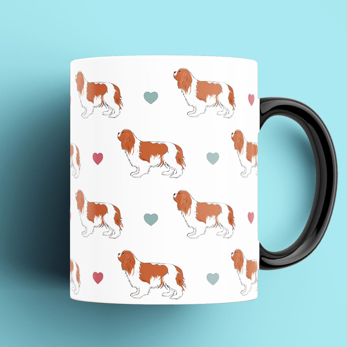 Cavalier King Charles Spaniel and Hearts Patterned Mug