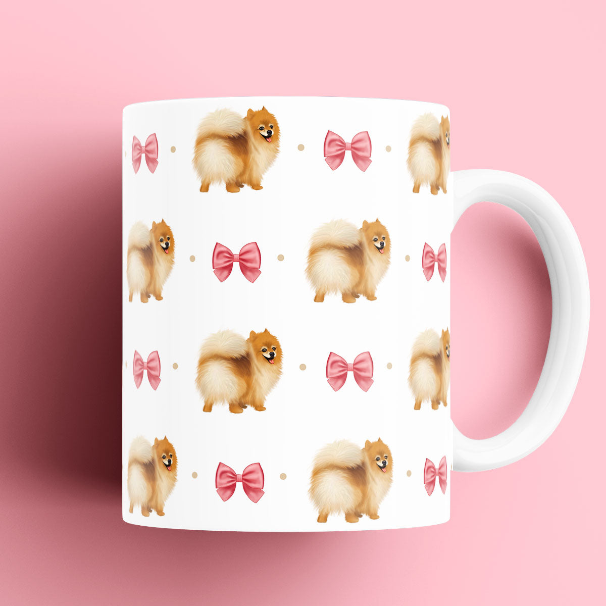 Pomeranian and Bows Patterned Mug