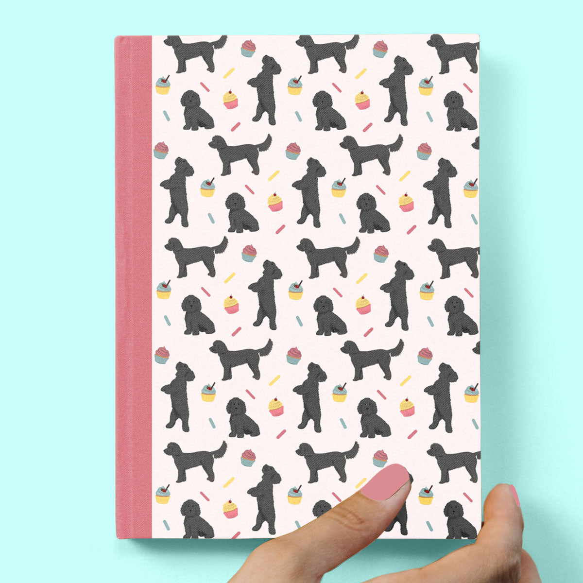 Black Cockapoos and Cupcakes Hardcover Journal