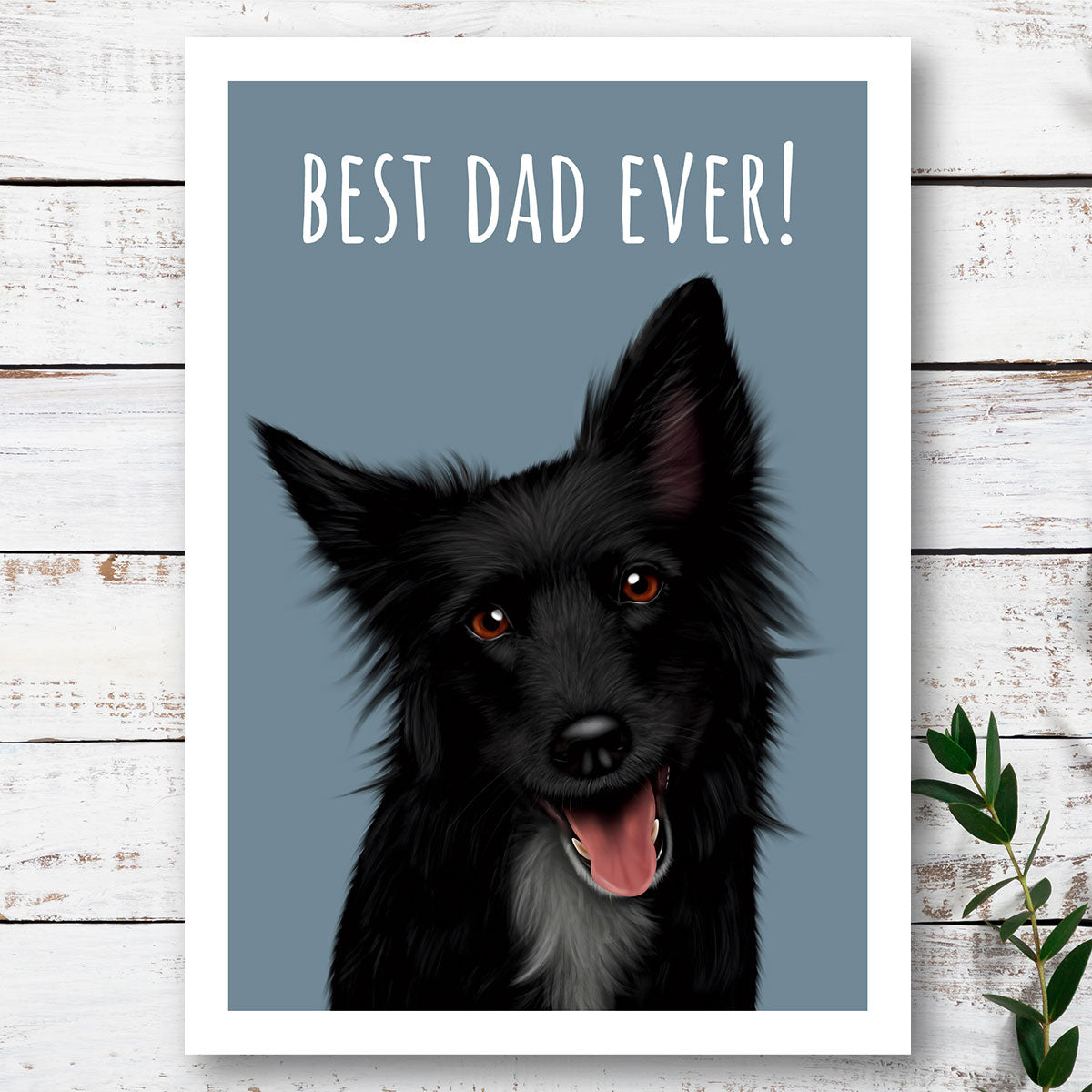 Black Border Collie Best Dad Card