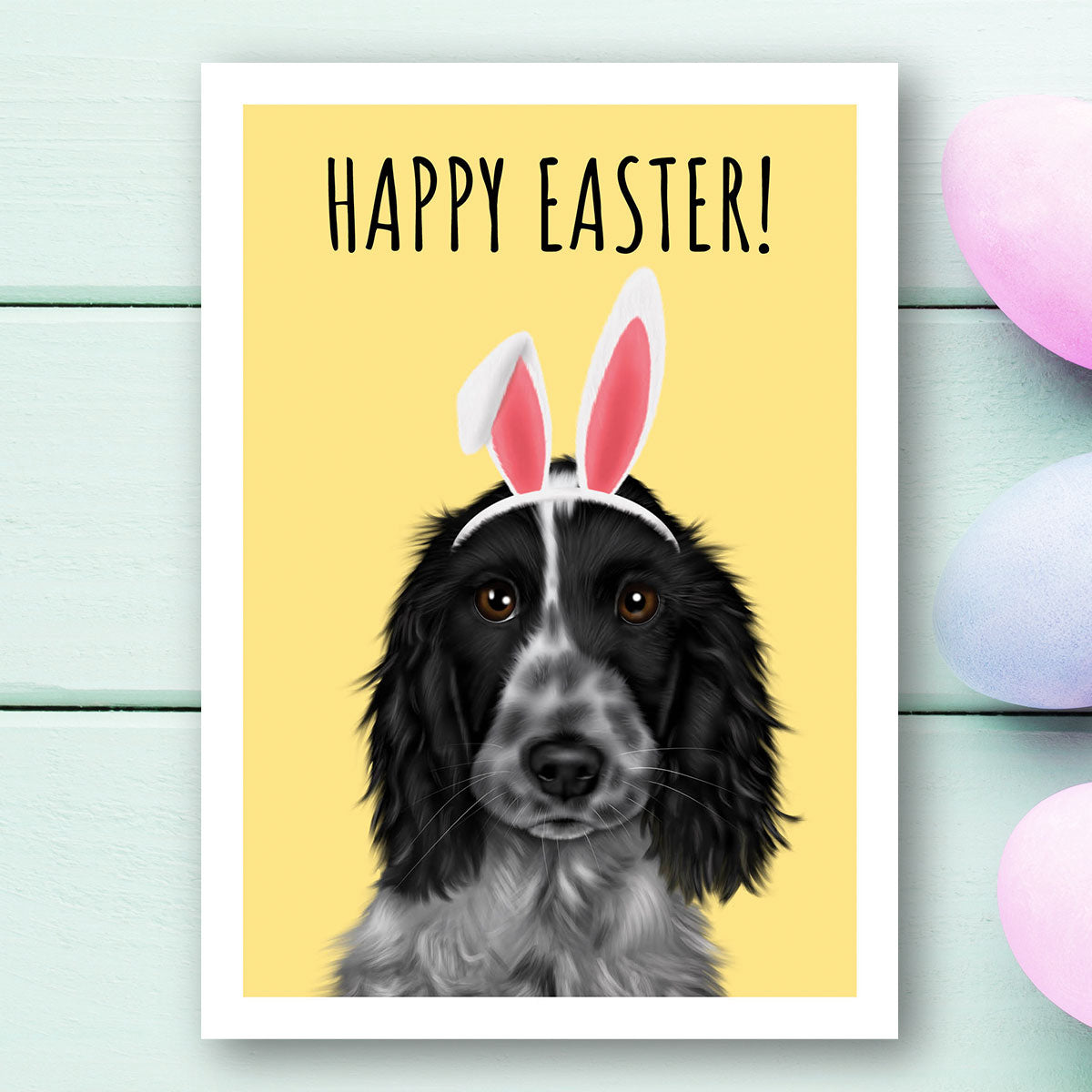 Blue Roan Cocker Spaniel Happy Easter Card