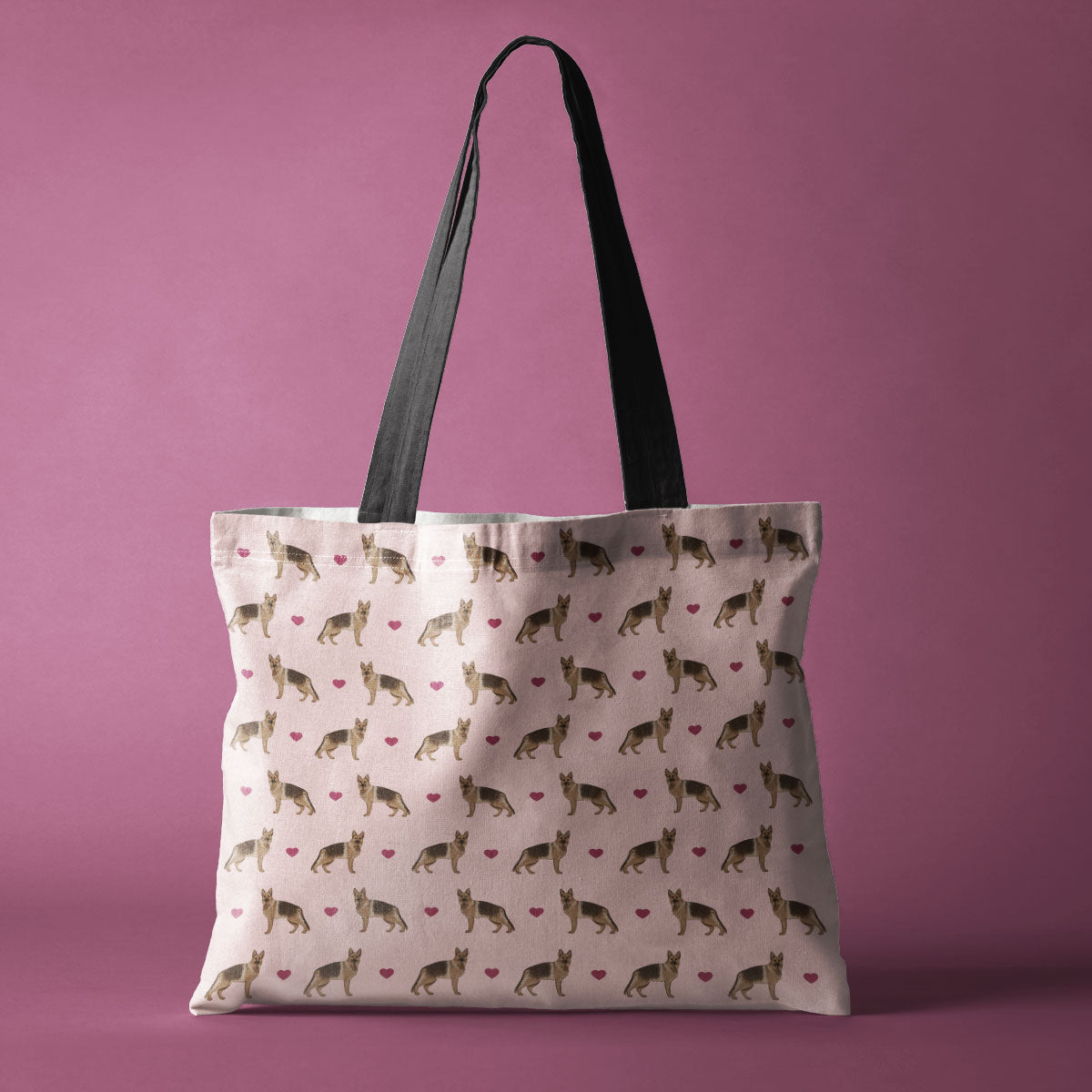 German Shepherds and Hearts Canvas Tote Bag