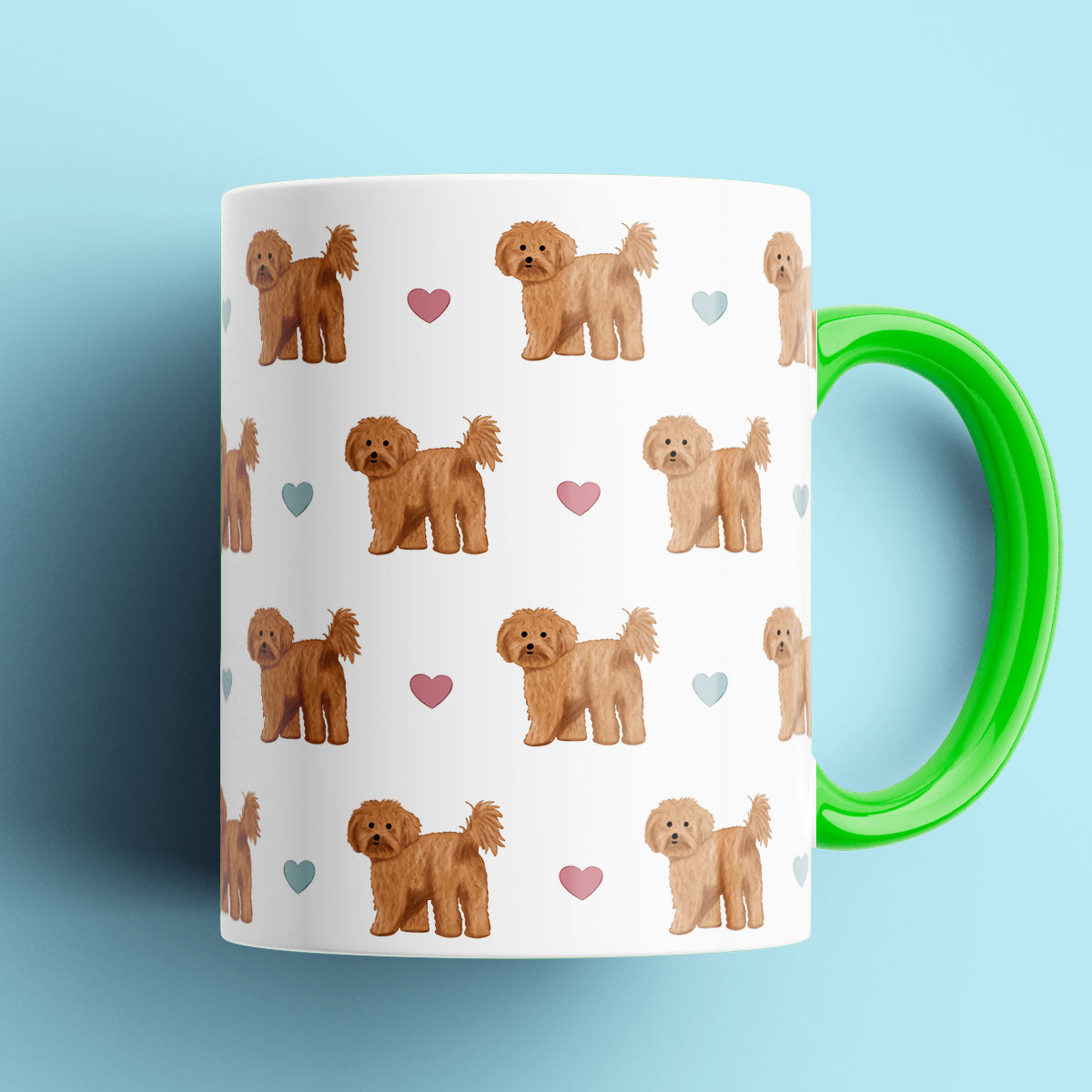 Cavapoos and Hearts Patterned Mug