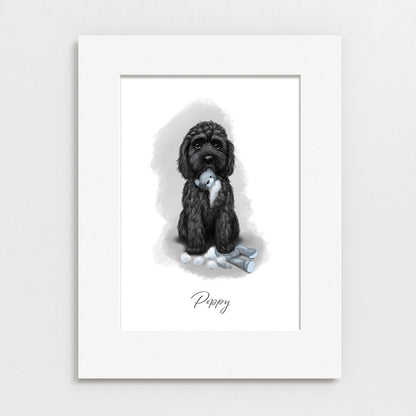 Personalised Black Cockapoo - The Teddy is Defeated - Mounted