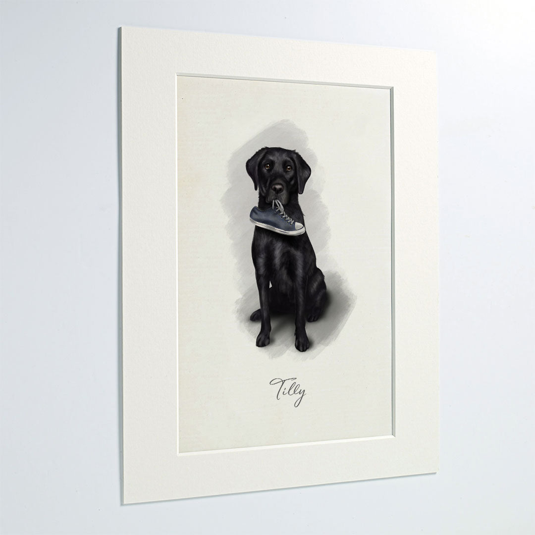 Personalised Black Labrador "I've got your shoe" - Mounted