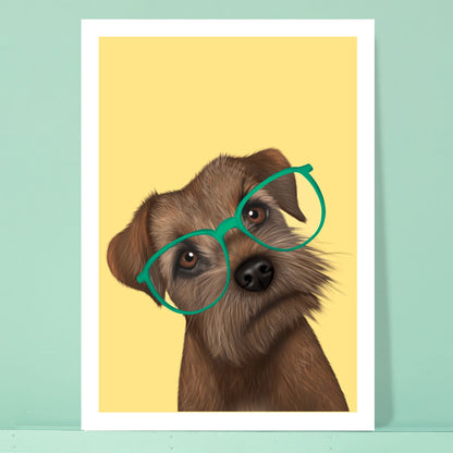 Border Terrier in Glasses Card