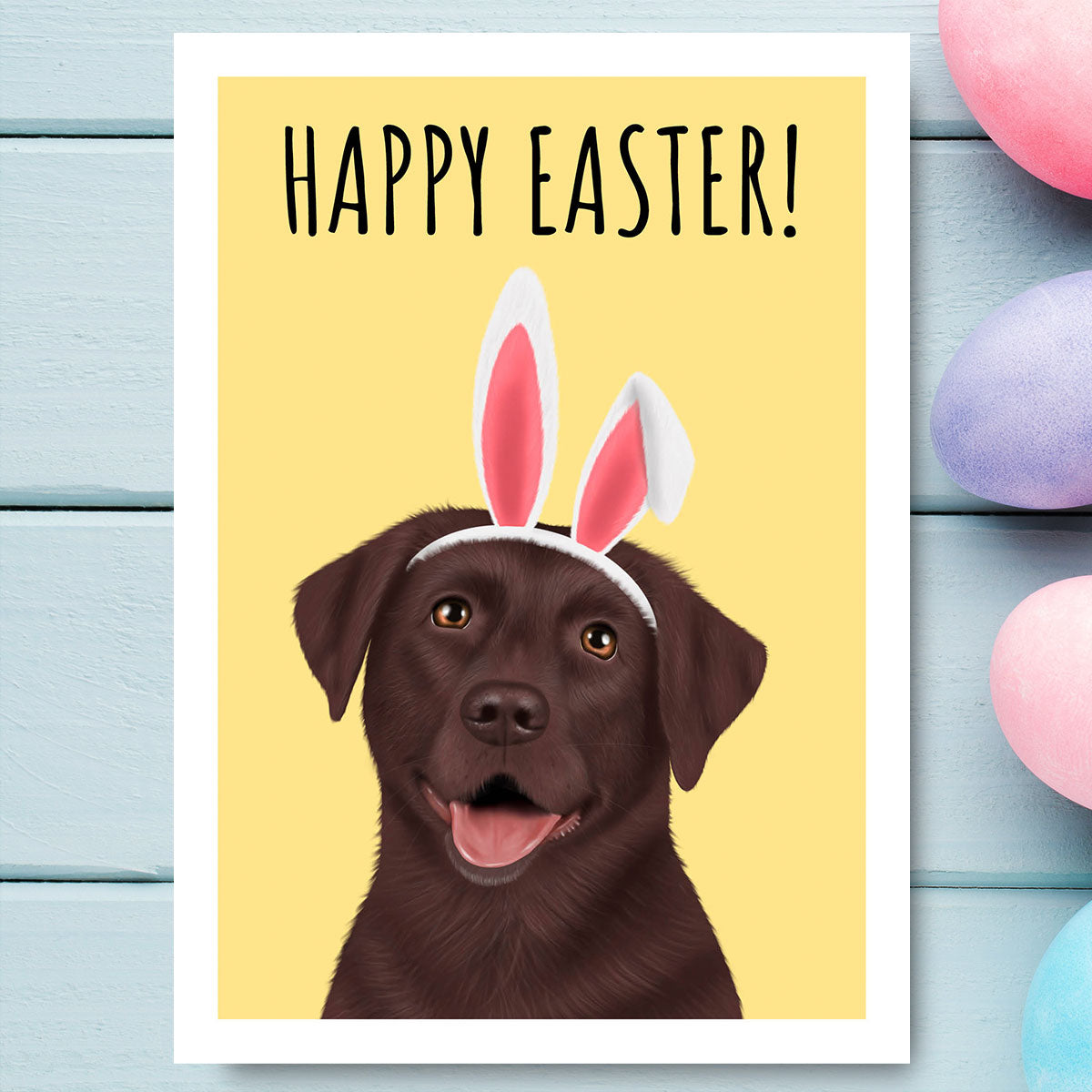 Chocolate Labrador Happy Easter Card